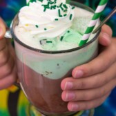 Hot Chocolate Float in a glass with two straws