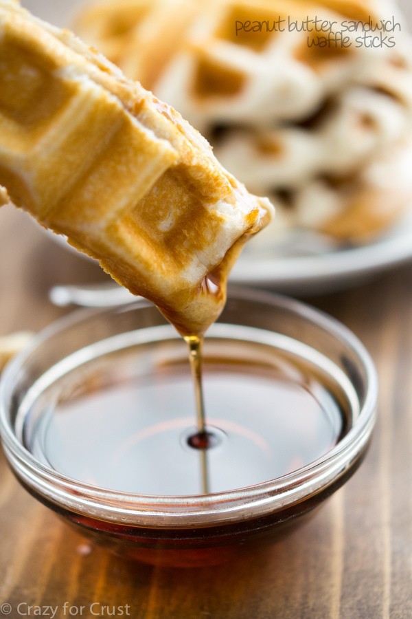 These Peanut Butter Sandwich Waffle Sticks are the perfect easy and fast breakfast with only 4 ingredients!
