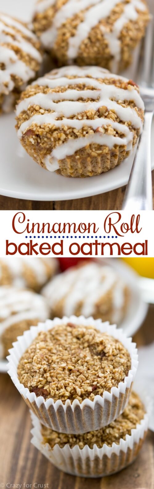 cinnamon roll baked oatmeal muffins