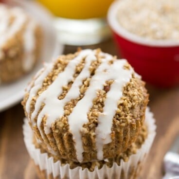 baked oatmeal muffins in a stack
