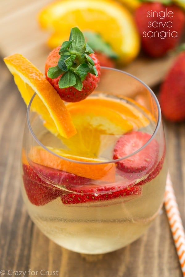 Single Serve Sangria makes one serving of summer sangria. It's the perfect fast and easy cocktail recipe!