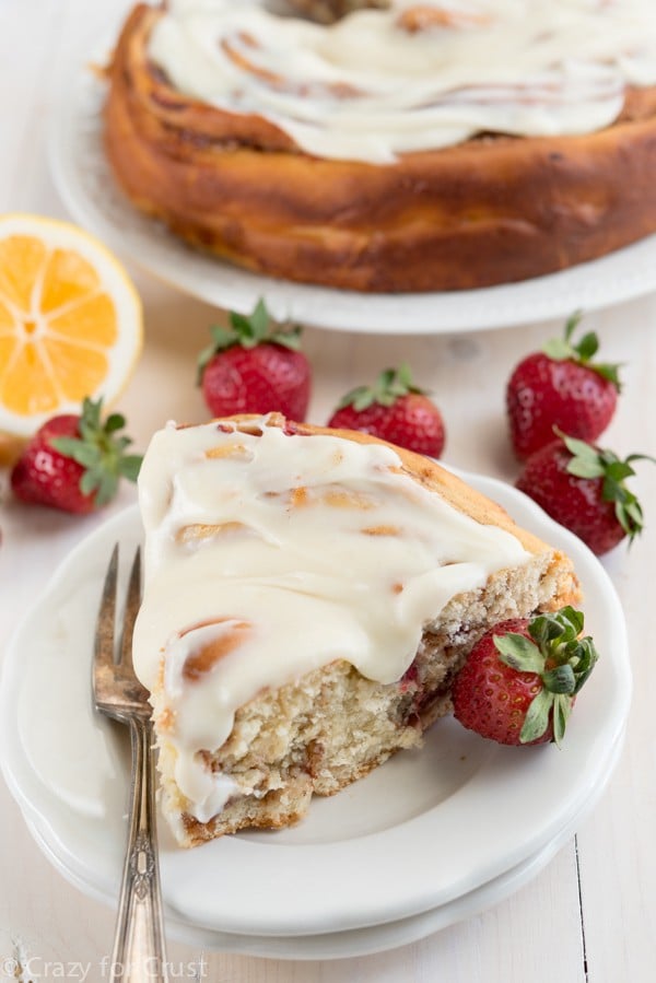 Giant Strawberry Cinnamon Roll Cake