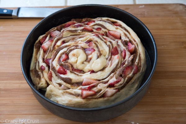 Giant Strawberry Cinnamon Roll Cake 