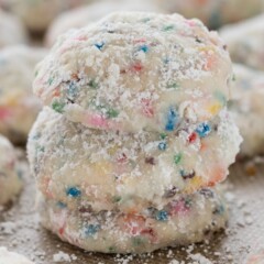 Stack of Funfetti Cake Batter Wedding Cookies