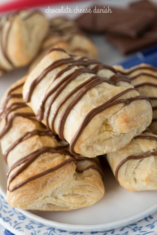 EASY Chocolate Cheese Danish - a fast and easy recipe for a croissant mashup! Make a chocolate croissant and a cheese danish in one!