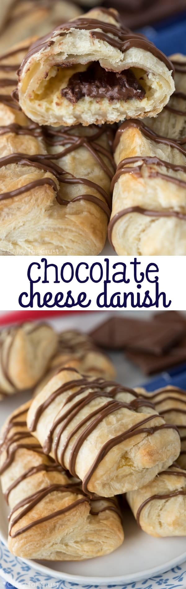 Chocolate Cheese Danish - a mashup of a cheese danish and a chocolate croissant! Have both flavors in one easy breakfast pastry recipe.