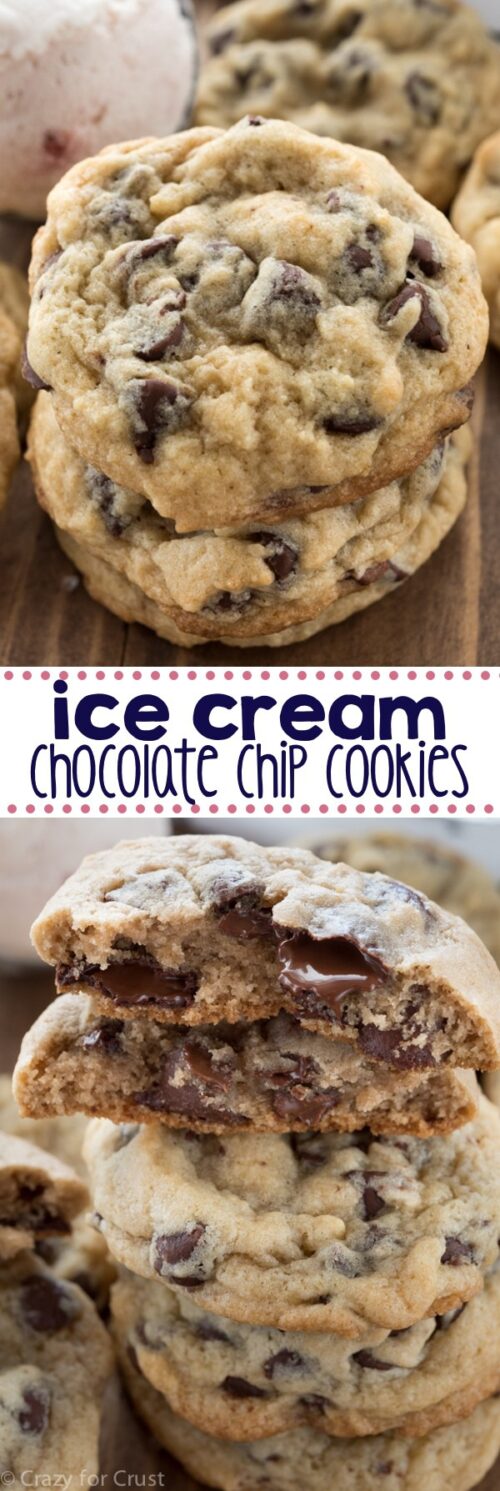 chocolate chip cookies and ice cream