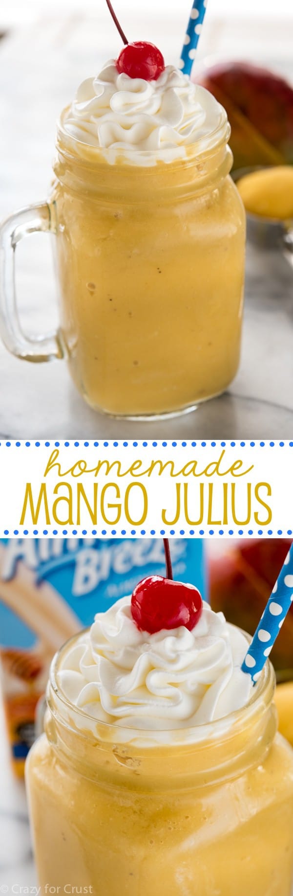 Mango Julius - a mango smoothie and a mango milkshake all in one. The perfect easy drink recipe for summer!