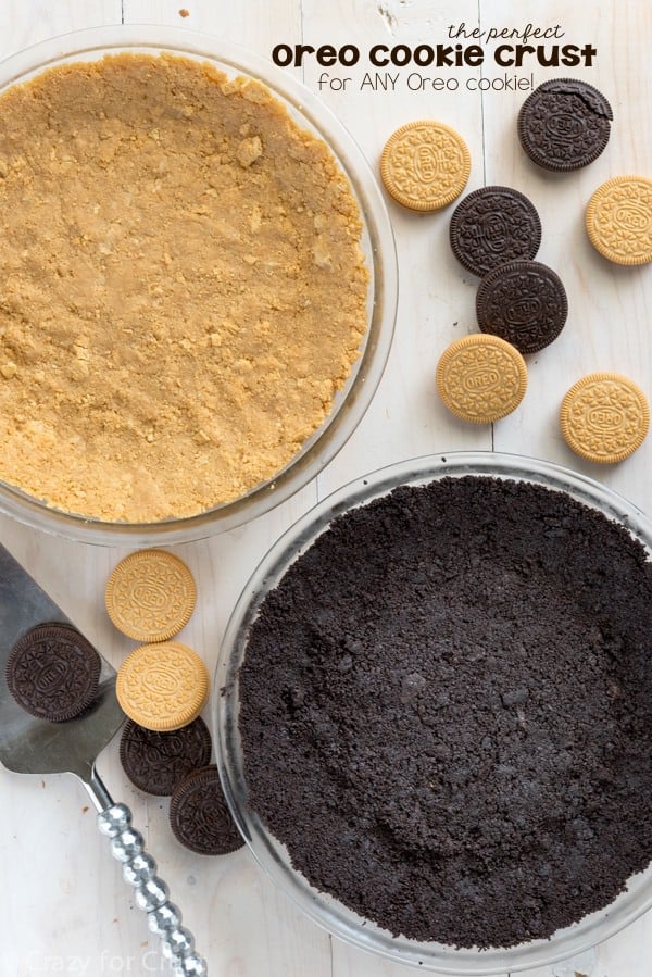 overhead shot of oreo cookie crusts with words