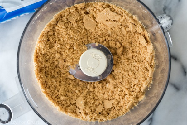 making Oreo cookie crumbs in a food processor