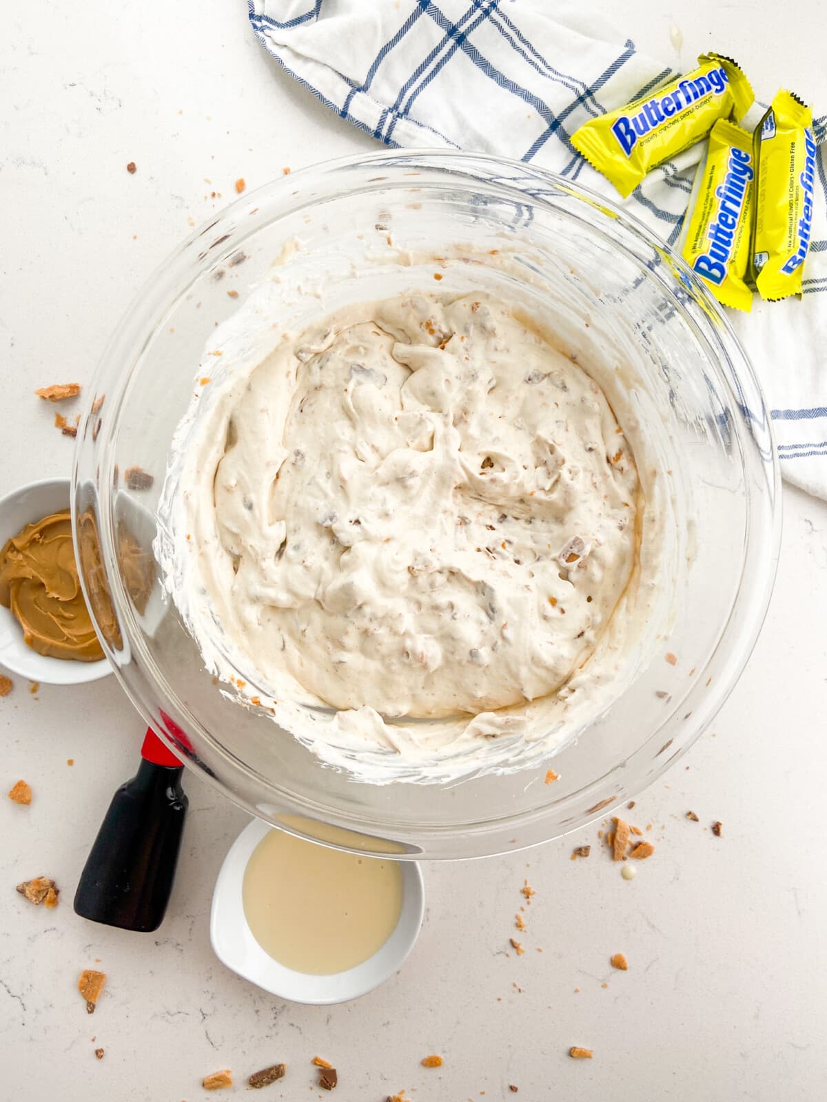 ice cream mixture in bowl.