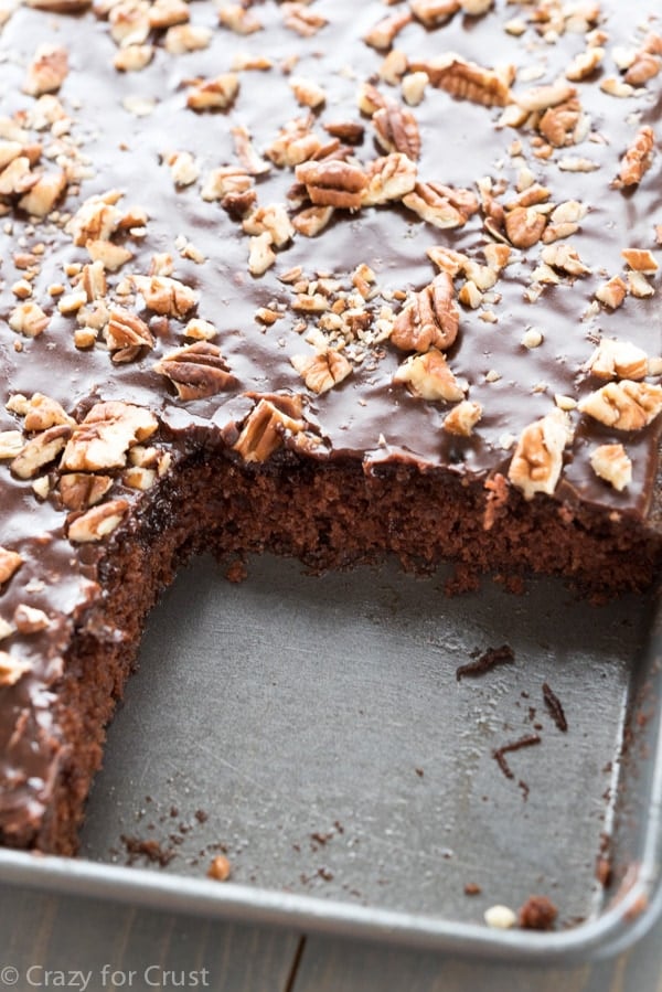 An easy chocolate Coca Cola Sheet Cake recipe that's egg-free!