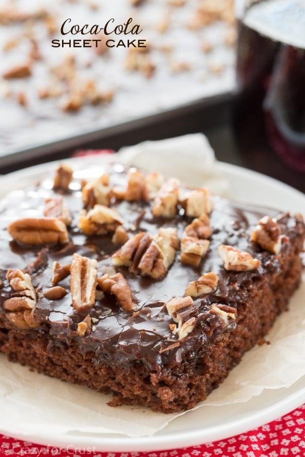 This Coca Cola Sheet Cake is perfect for a potluck! It's and easy recipe that's fast, and egg-free with the BEST frosting ever!