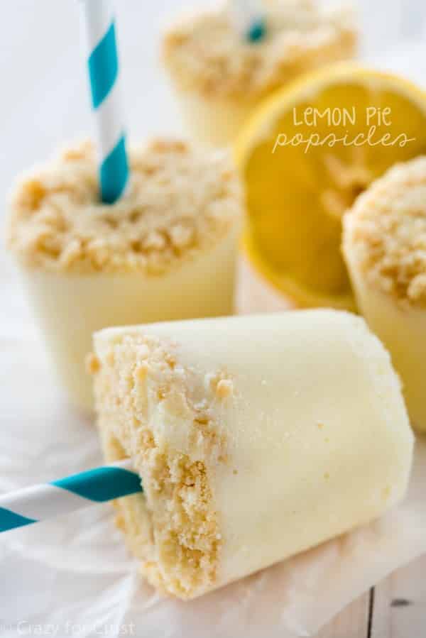 Lemon Pie Popsicles - an easy recipe made with Greek yogurt! Full of lemon flavor and a shortbread crust!