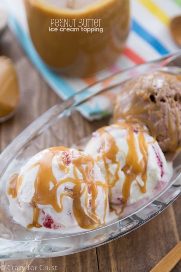 peanut butter ice cream topping on ice cream