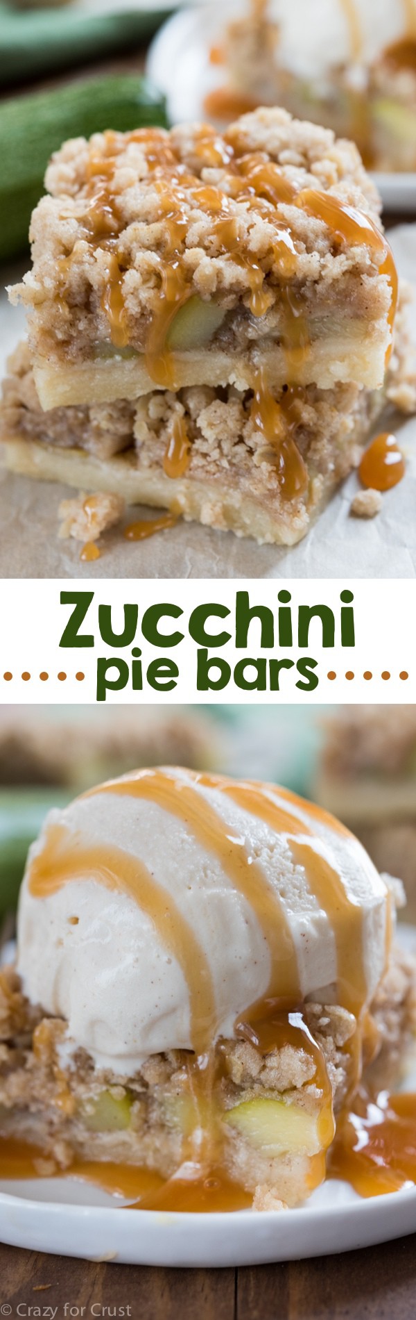 Zucchini Pie Bars! Cooking zucchini like this makes it taste like apple pie!