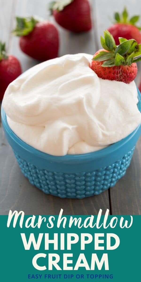 blue bowl with whipped cream and fruit