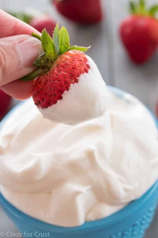 Marshmallow Whipped Cream - an easy recipe with just 3 ingredients! It's the perfect fruit dip!