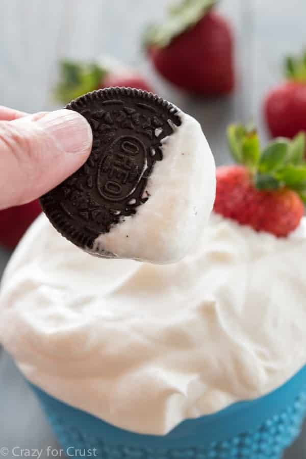 Marshmallow Whipped Cream - an easy recipe with just 3 ingredients! It's the perfect sweet dip recipe!