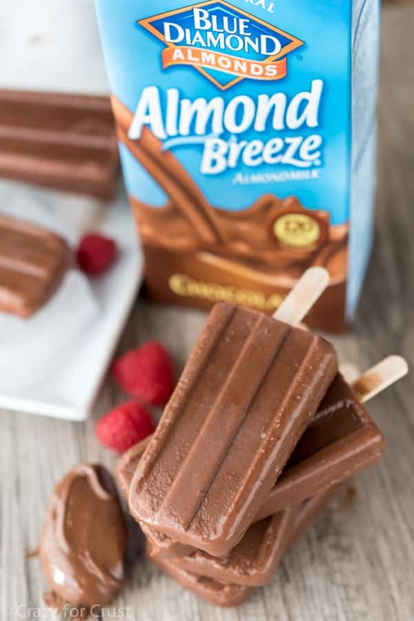 Super rich and chocolatey frozen fudge pops made with Almond Breeze.