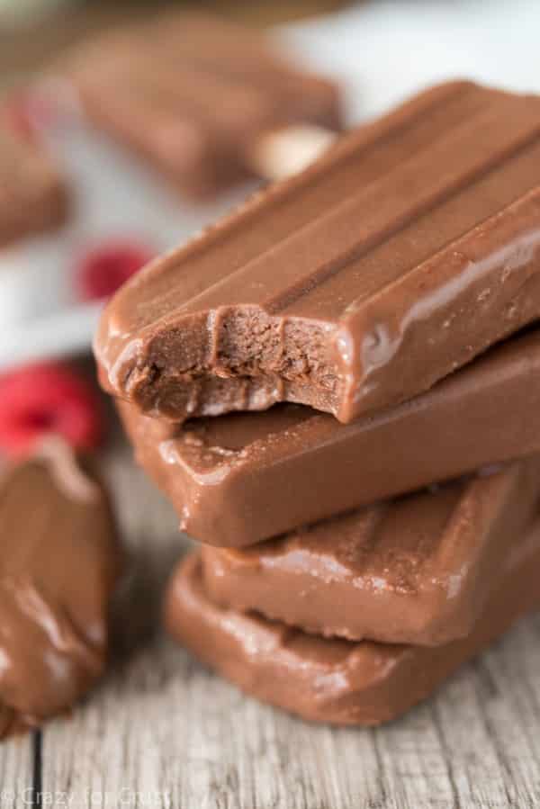 Stack of Fudge Pops on a table