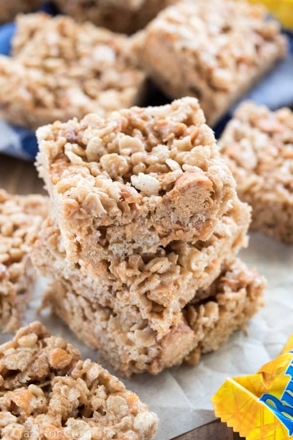 EASY Butterfinger Krispie Treats - one of our favorite recipes!