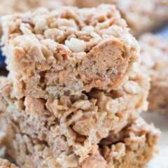 Stack of Butterfinger Krispie Treats