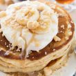 Buttermilk Banana Pancakes on a white plate