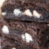 Close up stack of Gooey Oreo Cookie Bars