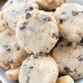 plate full of Macadamia Chocolate Chip Shortbread Cookies