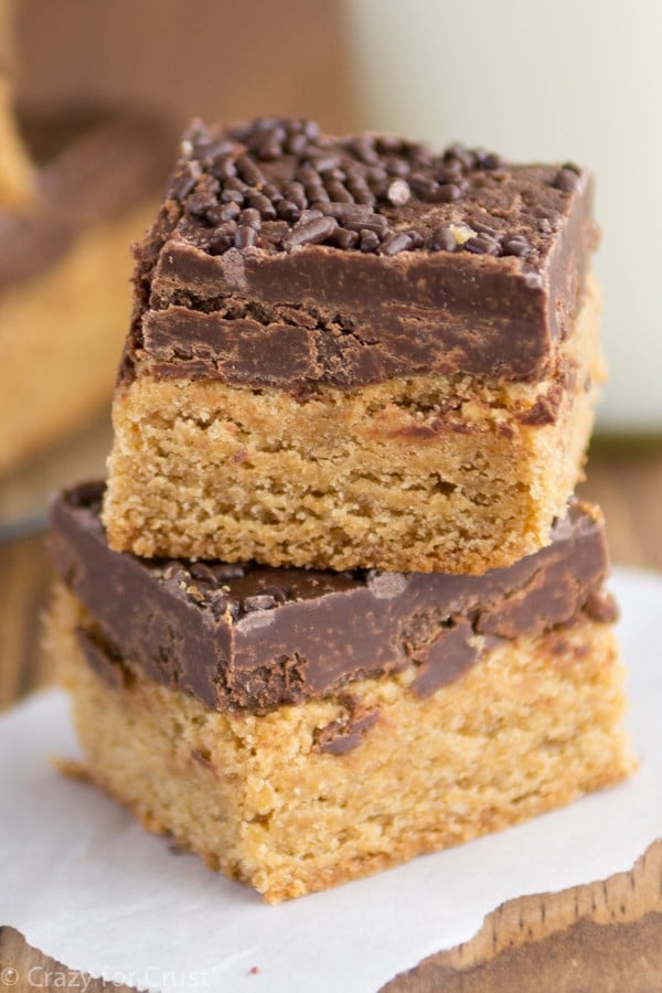 Peanut butter cookie fudge bars crazy for crust