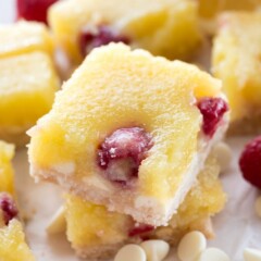 Stack of White Chocolate Rasberry Lemon Bars