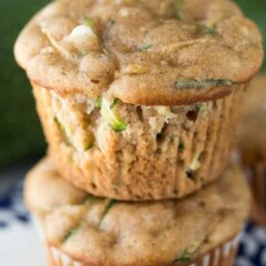 Stack of Zucchini Cream Cheese Muffins