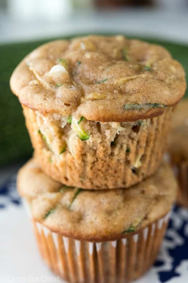 Zucchini Cream Cheese Muffins - a fast and easy breakfast recipe! Throw one in a lunchbox for back-to-school!