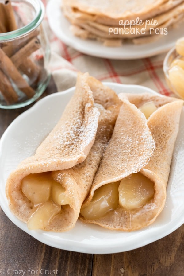 Apple Pie Pancake Rolls are the perfect easy breakfast! A great fall recipe with apple in every bite!