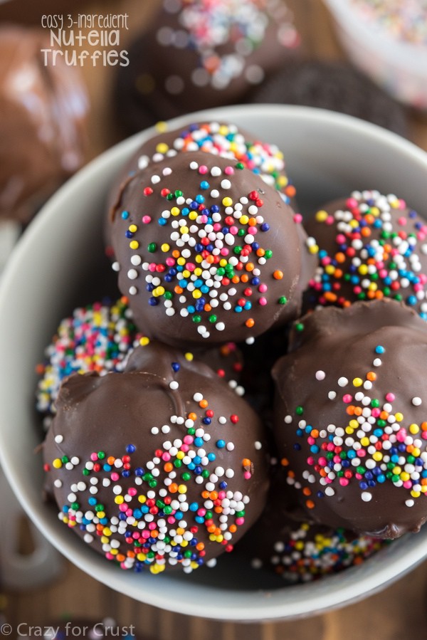Easy 3-ingredient Nutella Truffles - make these in minutes! No bake, fast, and so delicious!