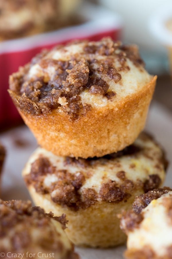 Stack of mini Crumb Cake Bites