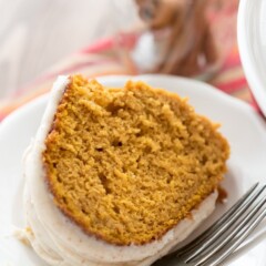 Slice of Brown Butter Pumpkin Bundt on a plate