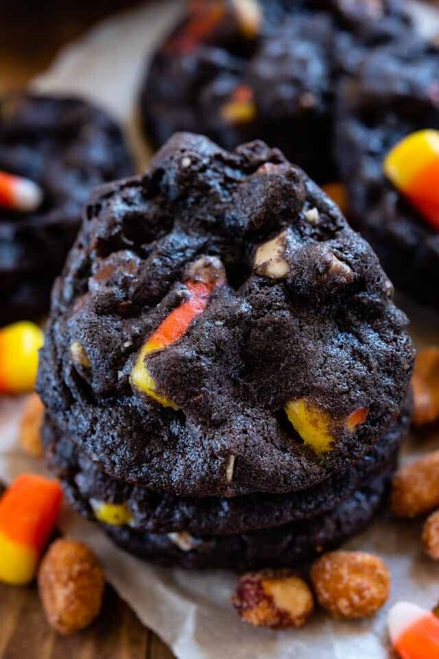 close up of candy corn cookie