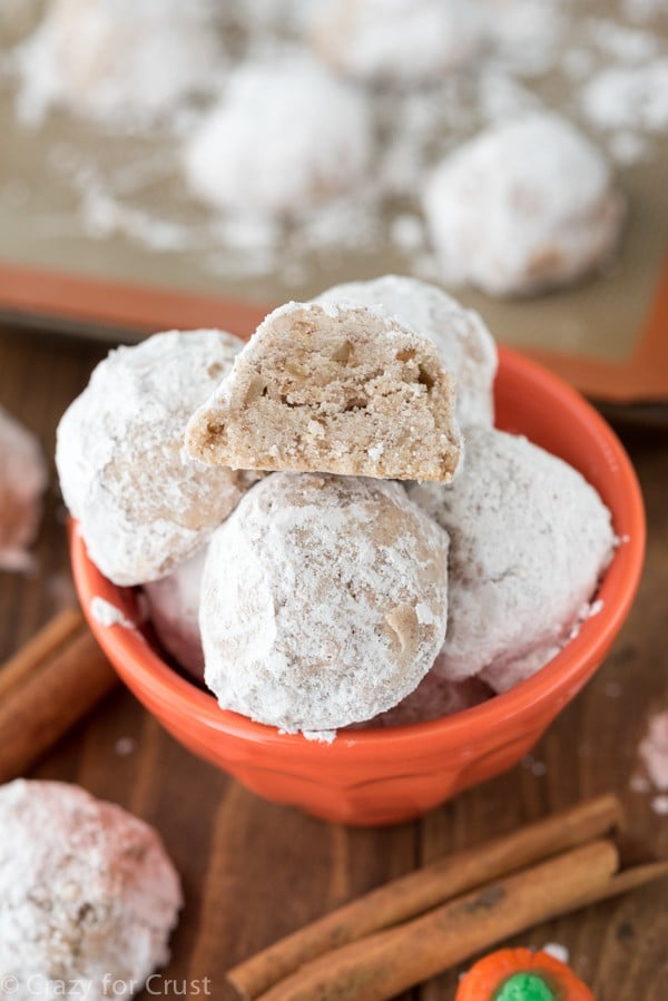 bowl of pumpkin spice snowballs