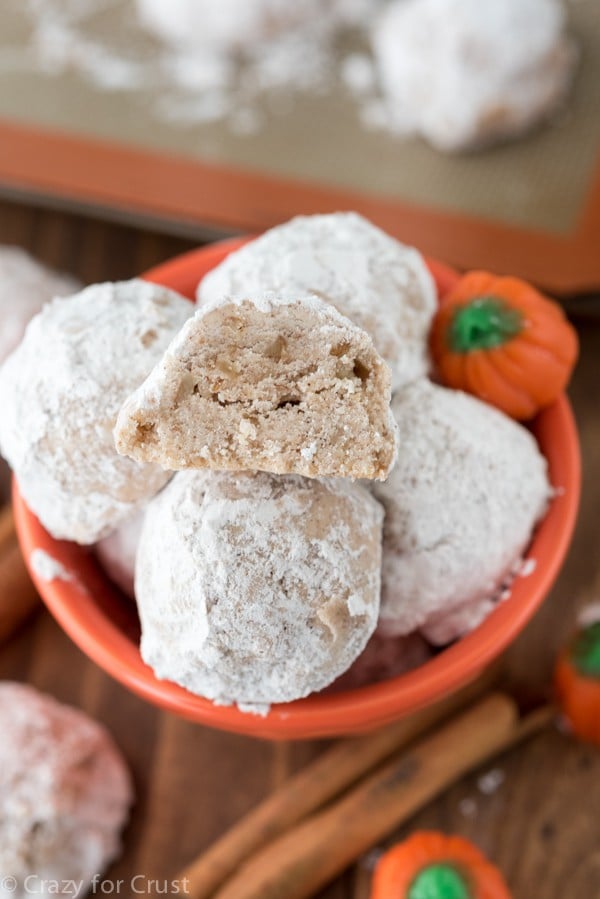 bowl of pumpkin spice snowballs