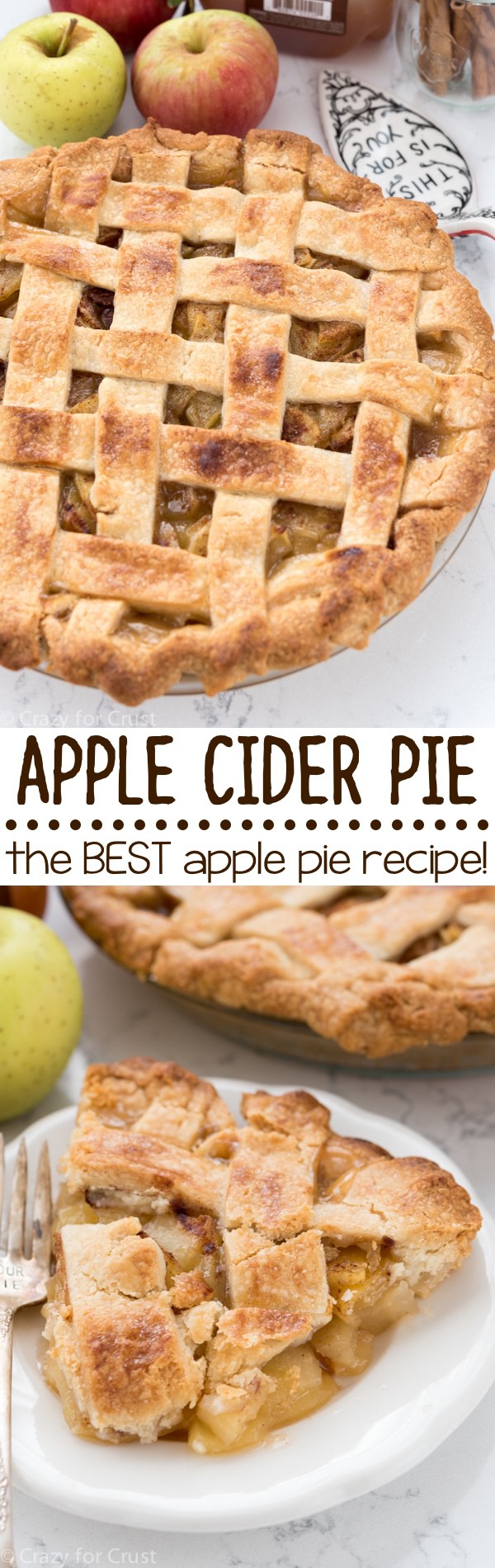 Apple Cider Pie - an easy apple pie recipe that's the BEST recipe ever! Apple cider in the crust and filling - it's SO good! 
