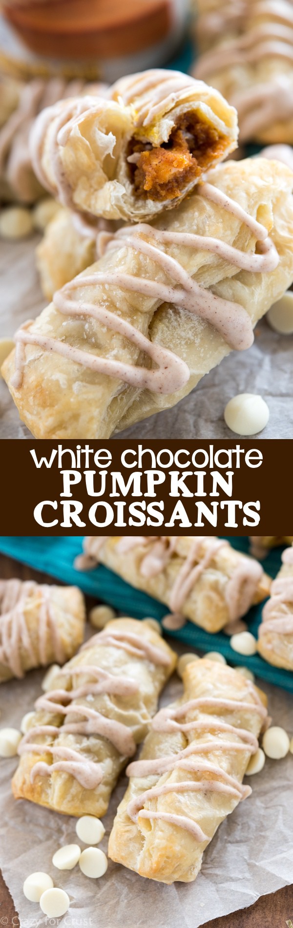 EASY White Chocolate Pumpkin Croissants - just a few ingredients to the perfect fall flavored croissant recipe!!