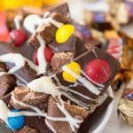 Easy Candy Bar Bark in a white bowl