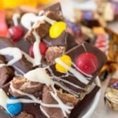 Easy Candy Bar Bark in a white bowl