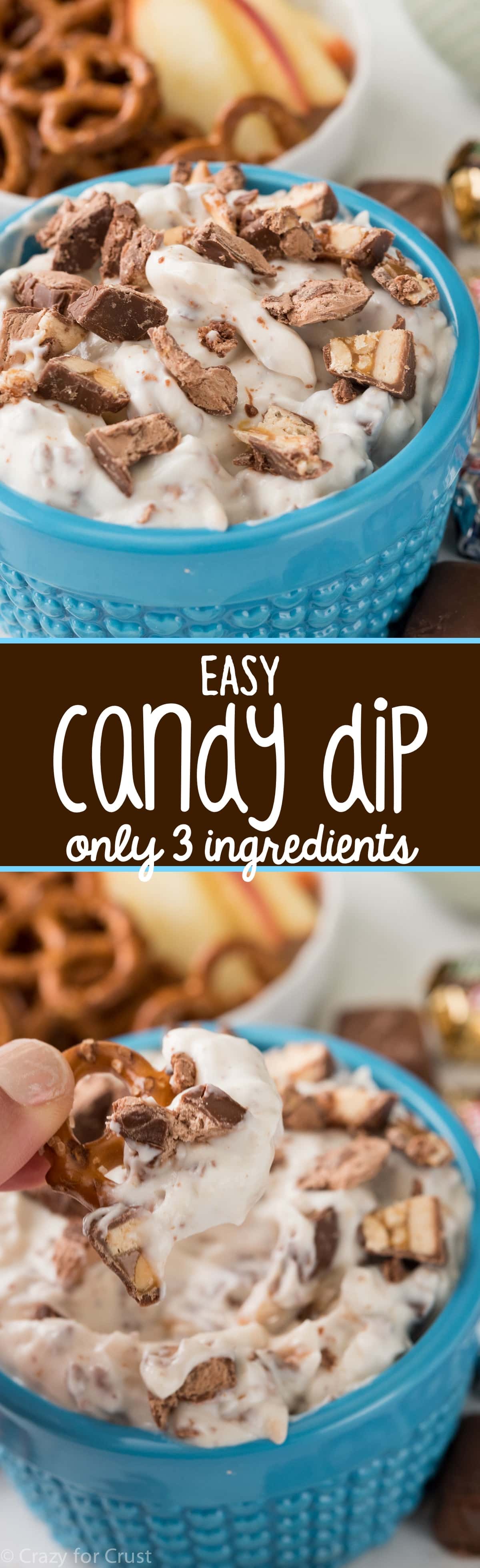 This easy Skinny Candy Dip has only 3 ingredients! It's a fast and easy recipe that's the perfect party dip!
