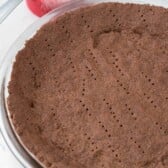 No Roll Chocolate Pie Crust in a glass pie plate