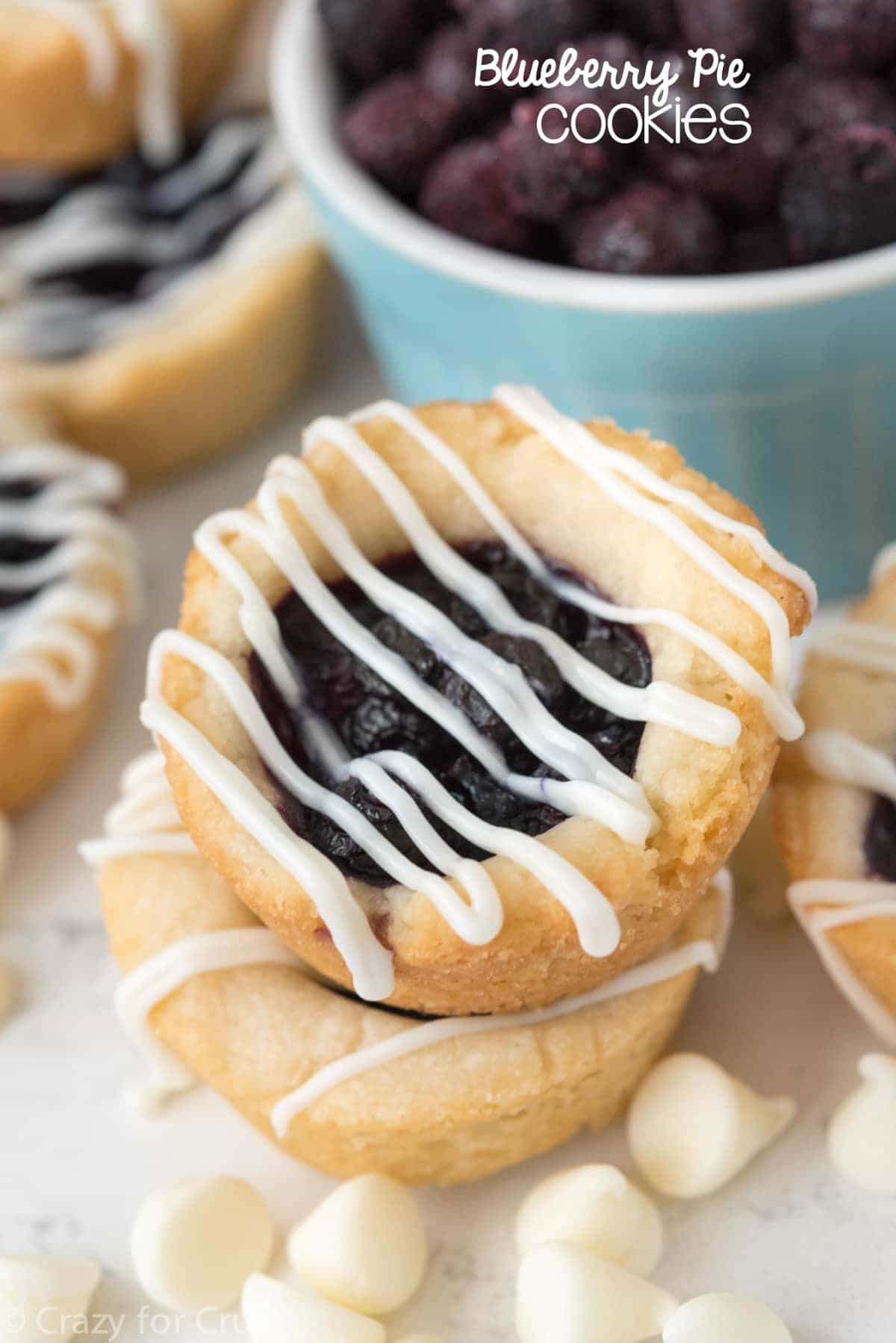 Easy Blueberry Pie Cookies - a shortbread cookie filled with blueberry pie! This recipe is foolproof and perfect for the holidays.