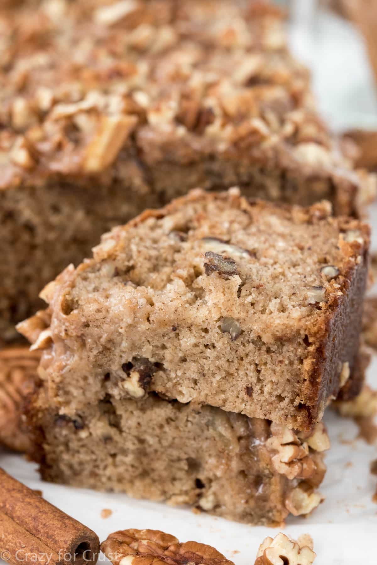 Cinnamon Pecan Banana Bread - Crazy for Crust