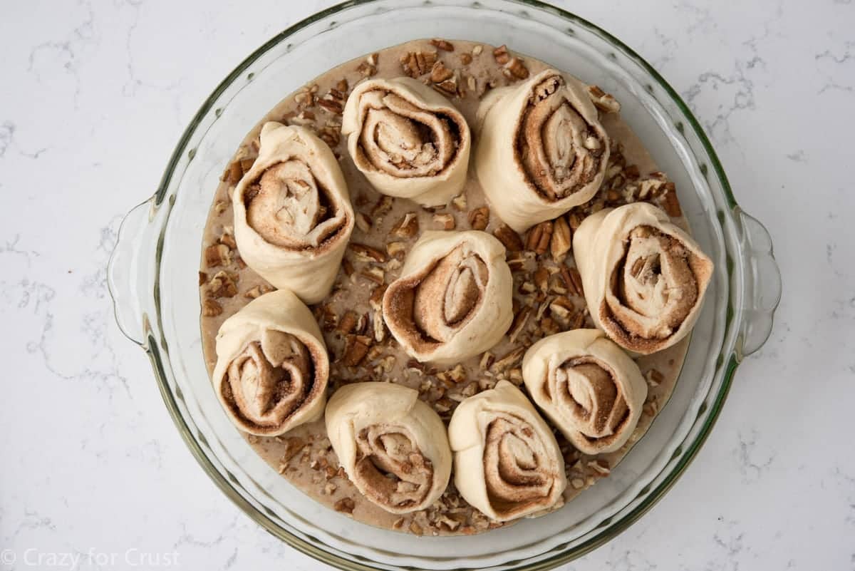 Easy Caramel Pecan Rolls before baking